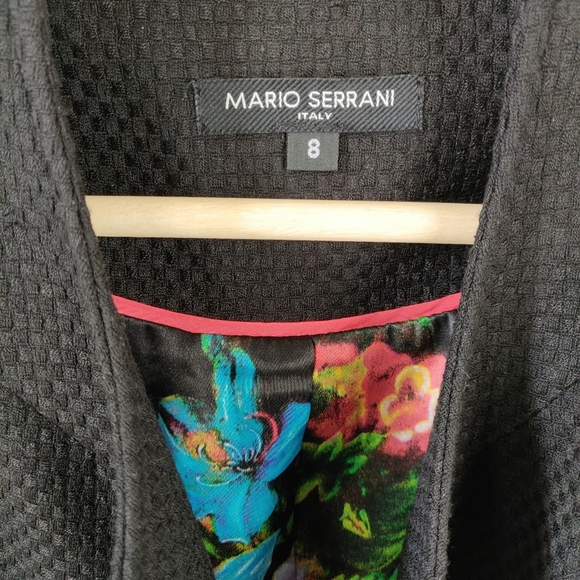 Mario Serrano Black Peplum Weave Pattern Zip-Up Blazer Jacket Size 8 - Picture 12 of 16